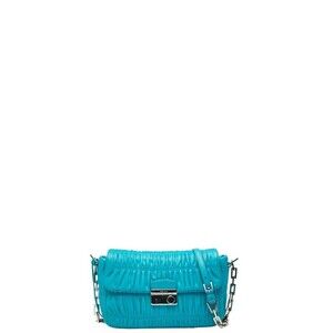 Prada Nappa Gaufre Chain Shoulder Bag Blue Leather
